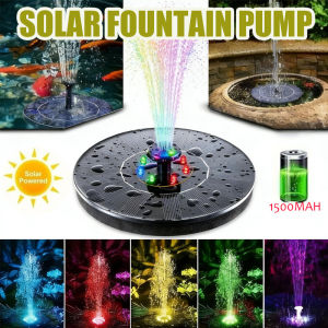 Colorful Solar Fountain Pump 16cm with Light Outdoor Bird Bath Fountain Garden Pond Decoration