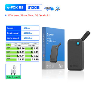 ORICO eFOX Portable SSD 512GB 1TB 2TB 5Gbps USB 3.2 for Andriod Mobile Windows Mac Lightweight