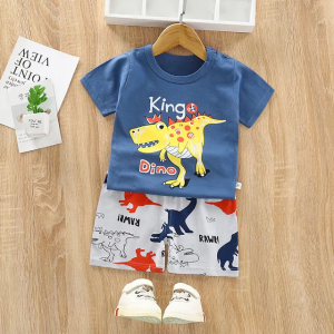 Dinosaur T-shirt and Short Set Terno for Baby Boys Kids 3 months to 6 years Old 100% Cotton Korean Style Summer Outfit Comfortable and Stylish T-shirt Short Terno Set for Casual Summer Wear Stylish and Comfortable Summer Outfit Terno Korean Cotton Style