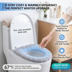 Thick Waterproof Cartoon Toilet Seat Cover Washable Soft Cushioned Toilet Pad Wide Cozy Warm Seat Mat for Winter Home Use