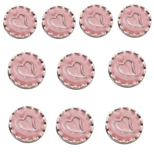 10Pcs Round Metal Button with Hole Heart Button Sewing Button for Art Craft Coat Sewing Knitting Clothing Accessories