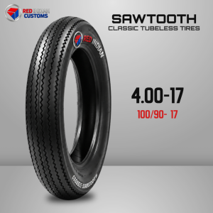 Classic Sawtooth Tubeless Tire Red Indian Size 15 16 17 18 19 Vintage Retro Custom Lasting Grip