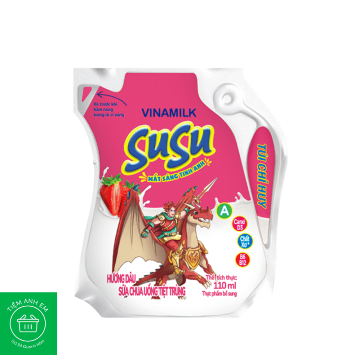 Sữa chua uống tiệt trùng hương dâu Susu Vinamilk túi 110ml