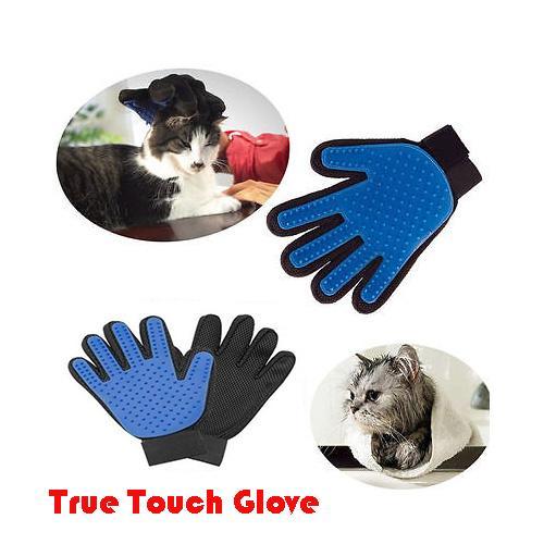 True Touch Five Finger Deshedding Glove Pet Gromming The Hair Away
