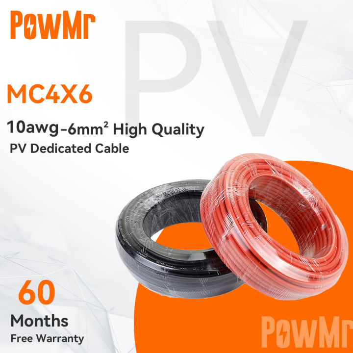 PowMr Solar Cable 6mm 10AWG Black or Red Solar PVC Insulated Electrical