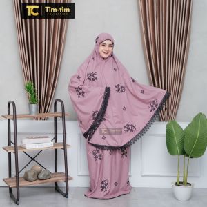 timtim-mukena dewasa katun bordir timbul bunga kartika