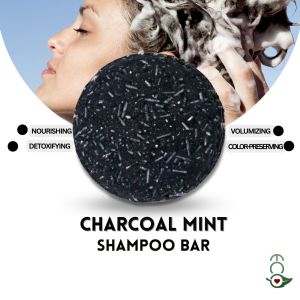 Eco Love Premium Charcoal Mint Shampoo and Conditioner Bar 65g - Shampoo Bar - Sulfate Free Paraben Free Natural Organic Eco-Friendly - Woops Human Nature Ecobar Clen Lush Conditioner Bar Mild Formula Gray Hair Cleansing Dandruff Hair Grower Keratin