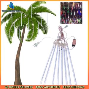 Vktech 8Pcs Waterproof LED Meteor Shower Rain Lights 30CM Colorful Fairy String Lights for Garden and Festive Decor