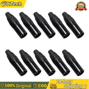 【Vktech】หัวต่อไมโครโฟน XLR 3Pin ชาย 10 ชิ้น สำหรับประกอบสายไมโครโฟนและซ่อมแซมอุปกรณ์เสียง