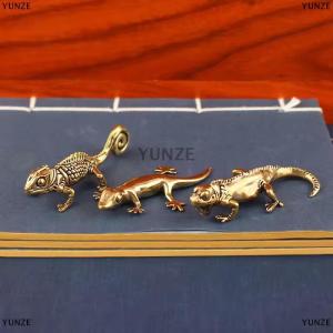 [COD] YUNZE Gecko Figure Home Decor Small Ornaments Antique Brass Animal Figurines Tea Pet Desk Decorations Home Decor Accessories