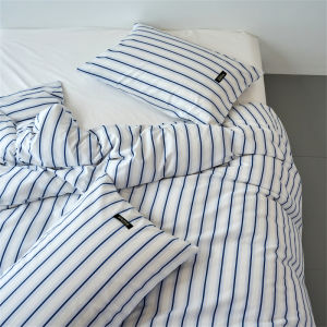 【discount store】‌Minimalist Style Quilt Cover 100% Cotton Striped Duvet Cover & Pillowcase Set