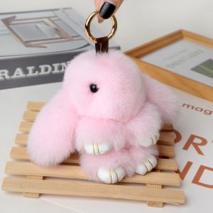 Gantungan Kunci Kelinci Bulu Lucu Fluffy Rabbit Keychain Ring Liontin Kelinci Mewah