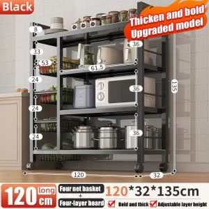 🔥SG Local Seller🔥2025 Upgrade Thickened 10mm Rock Slab Kitchen Storage Cabinet With Pulley Kitchen Storage Rack Bowls/Dishes/Microwave/Oven Kitchen Cupboard Organiser 厨房中岛柜 岩板柜 置物柜 收纳柜