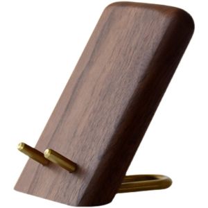 LUXERY Walnut Wood Phone Stand Non-Slip Base Metal Desktop Phone Holder Simple Design Tablet Stand Desktop Use