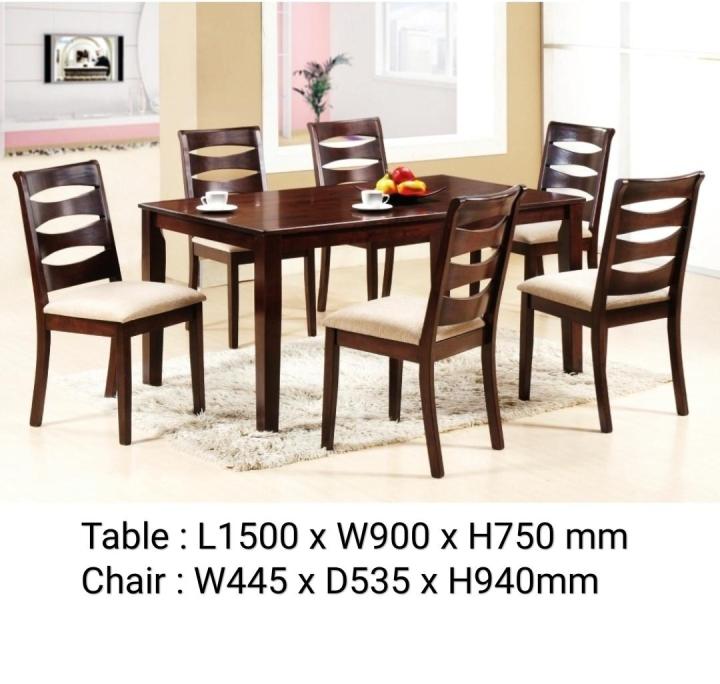 Q 10 Solid Wood 1+6 Dining Set 1+6 Solid Wood Dining Set