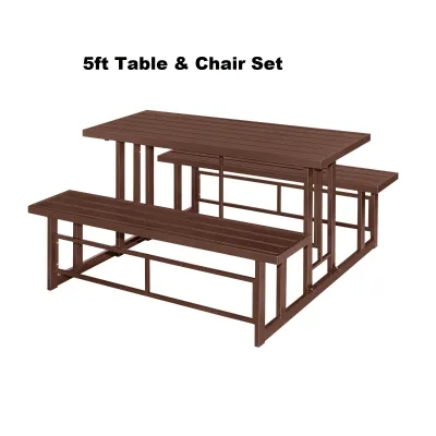 READY STOCK KEDAH Beyond Furniture 1Seater / 4ft / 5ft Metal Bench Chair With Table Set Garden Bench Outdoor Meja Santai