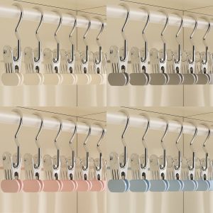 5pcs Stainless Steel Clothespins Laundry Clothes Pegs with Hook Pants Hanger Portable Hanging Clothes Clips Closet Clothes Organizer Hanger