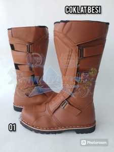 Sepatu Cross Safety Sepatu Trail Vintage Racing Sepatu Gunung Mx boots Sepatu Trabas Sepatu Cross Clasik Panjang besi 01 COKLAT