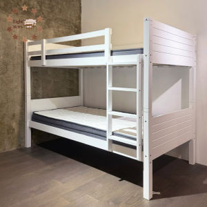 Separable White Bunk Bed with Ladder (Single Size)