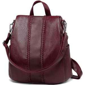 กระเป๋าเป้สะพายหลังผู้หญิงกระเป๋าเป้แฟชั่นป้องกันขโมยกระเป๋าหนังเทียมกระเป๋าเป้สะพายหลังสำหรับผู้หญิงที่มีกระเป๋านักเรียนวินเทจสาน