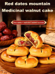 Red Date and Yam Walnut Cake Sugar-Free Coarse Grain Nutritional Breakfast Meal Replacement Fat-lowering And Weight-loss 红枣山药核桃饼