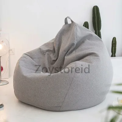 (Cover Only) Bean Bag Sofa Katun Motif Solid Lembut Bean Bag Kursi Minimalis