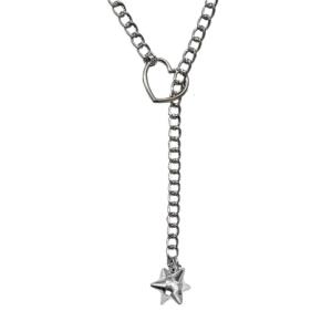 Handmade Gothics Heart Pendant Necklace for Women Adjustable Slip Chain in Black Gold Silver Daily Use Stylish Outfits