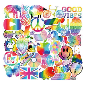 50pcs COLOURFUL RAINBOW Vinyl Decal Stickers bomb for laptop luggage motorbike.