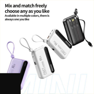 BNT: ORIGINAL RII R08 New   Fast Charging 20000mah Portable Power bank RII R08 New  with 4 Cables  with Built-in CABLE for USB iPhone Type and Micro Cable