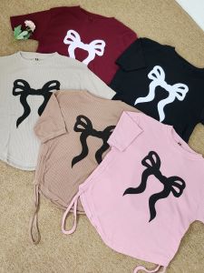 Atasan Croptop Serut Coquette Korean Style