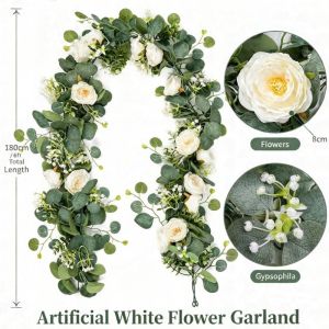 Artificial Eucalyptus Garland Vine Green Leaf Decor Bendable Wire Hanging Wall Wedding Party Home Indoor