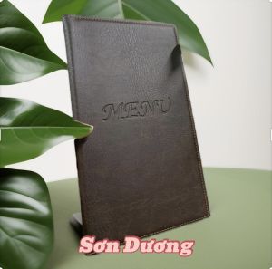 Bìa da menu in chìm màu nâu kích thước A4 NHỎ( ruột 15x30cm) loại 10 lá cho nhà hàng khách sạn
