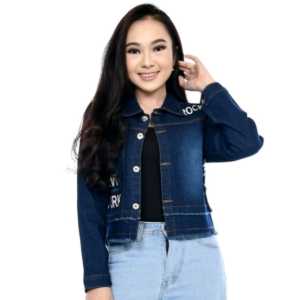 Jaket Jeans Wanita Rumbai Denim Sablon Cewek Kekinian Terbaru
