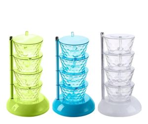 ( BISA COD ) PROMO Rak Tempat Bumbu Crystal 4 Susun Wadah Bumbu Dapur Set Sendok Bumbu SNI