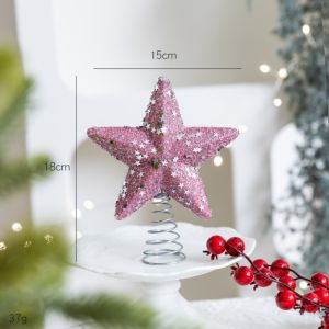 MODERNLUX Foam Tree Topper Glitter Powder Five Point Star Star Decoration Easy Install Star Ornament Christmas Decor