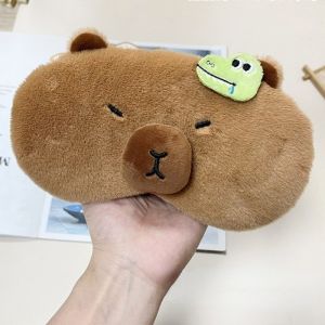 Kawaii Capybara Eye Cover Plush Sleeping Mask Cute Animal Eyepatch Winter Cartoon Relax Travel