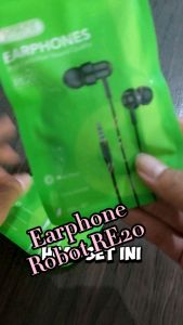 Headset Handsfree Robot Re20 Light Wired In Ear Ultra Bass With Mic Original