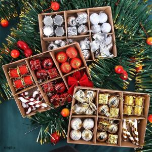 [COD] xingtu 24PCS Box Christmas Bow Ball Cane Decoration Set DIY Xmas Tree Hanging Pendants Home Christmas Party Decoration Supply