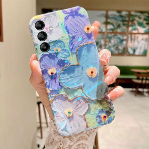 Phone Casing Samsung A56 A36 A26 A16 LTE A06 A55 A35 A25 A15 A05s A05 S24+ S24 S23 ultra fe S23+ A54 A34 A24 A14 M14 A53 5G 2025 Hot New 3D Purple Flower Pattern Oil Painting Design Rubber Soft Case Galaxy A36 A56 5G Pretty Phone Casing Cover