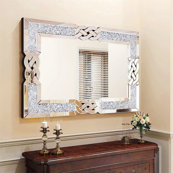 ARTLOGE 40in Rectangle Crush Diamond Wall-mounted Hanging Mirror ...