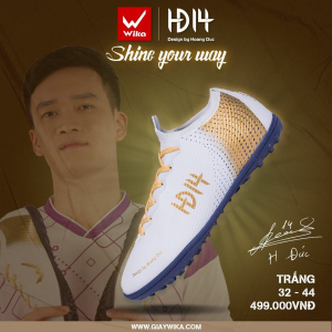 Giày Đá Bóng Trẻ Em WIKA HĐ14 Kid x Hoàng Đức Sợi Vải Dệt Cao Cấp Knit