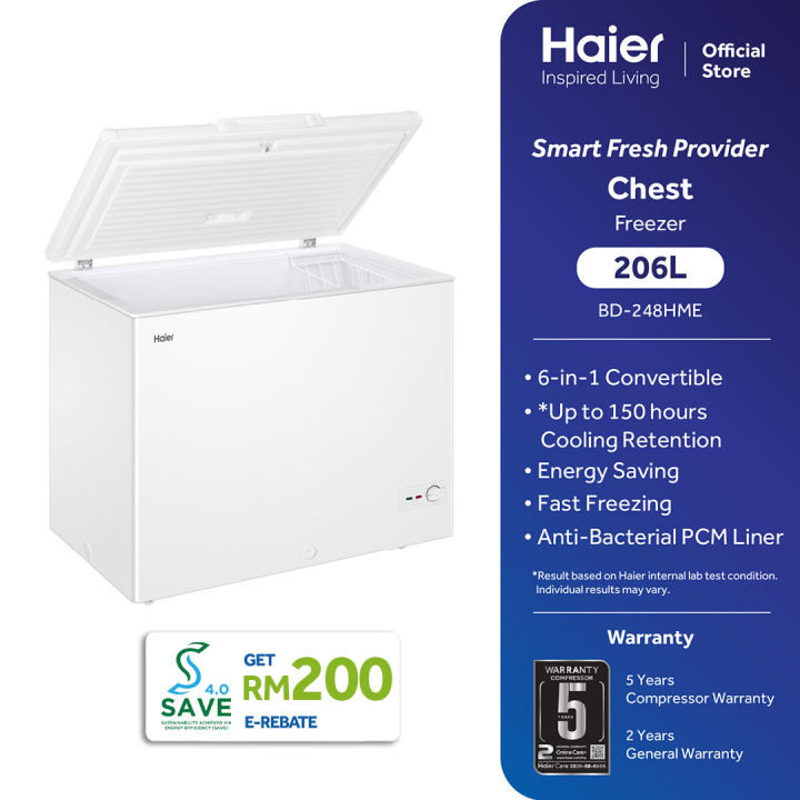 [5 star] Haier 200L Chest Freezer Antibacterial Convertible Freezer ...