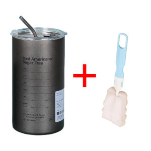 SG [In Stock] 600ml Stainless Steel Iced Coffee Cup Vacuum Tumbler with Straw Water Bottle Premium Americano Mug Cup Travel Camping Office Hot and Cold Drinks Travel Cup With Straw Suitable