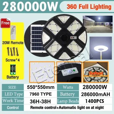 [Free Shipping] UFO Solar Street Light Outdoor 500000W Waterproof IP67 LED Solar Light Spotlight Outdoor Lamp Motion Sensor Automatic Lighting With solar panel