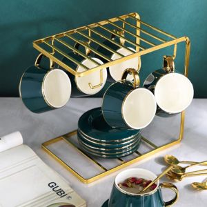 Kopi Cangkir Piring Rak Emas Rak Mug / Rak Piala /Rak / Besi Kreatif Besi Tiriskan Rak Pemegang Cangkir Rumah Tangga Mug Penyimpanan Rak Dapur