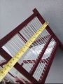 Lồng tắm chim khuyên. Có khay nhôm đựng nước tắm. khung gỗ. Nan cáp quang. Kích thước 33x33x25cm. Màu nâu đỏ. 