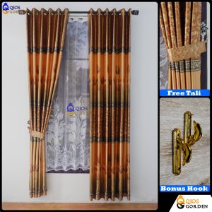 Gorden Pintu Dan Jendela Kamar Mewah Bahan Blackout Import Motif Bunga Tulip Model Smokering