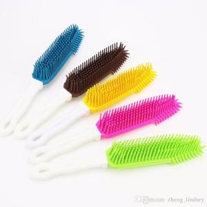 32cm Long Handled Pet Dog Bath Brush Cat Puppy Hair Removal Brush Rubber Pet Cleaning Supplies