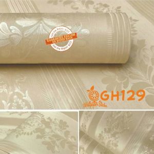 Wallpaper Stiker Dinding Pvc Self In Premium Matte Exclusive Ukuran L45Cm X P9Meter Wallstiker Motif Daun Garis Dasar Cream Flash Gh074