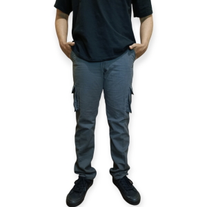 JG Denim - Celana Cargo Panjang Abu Bahan Twill Nyaman Di Pakai